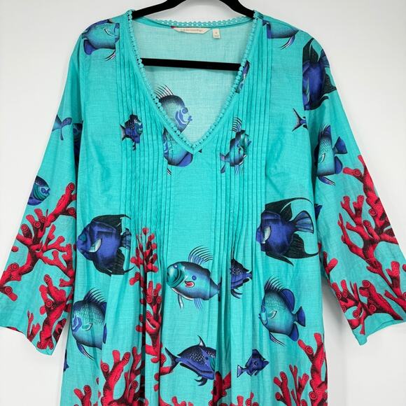 Soft Surroundings Ocean Beach Fish‎ Coverup Tunic Dress Coral Reef Size S - Picture 2 of 9